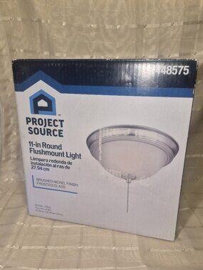 Project Source 11-in Brushed Nickel Indoor 1 -Light Flush Mount Light with Frost